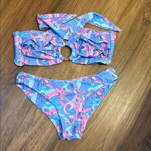 Retro Pastel Swirl Two-Piece Bikini Set
